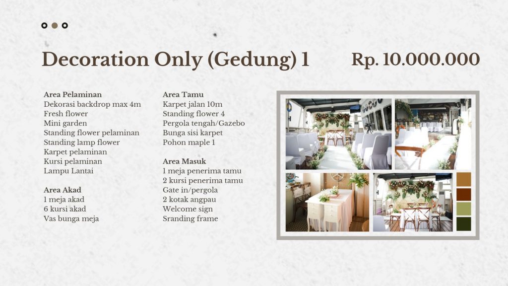 Price list dekorasi wedding