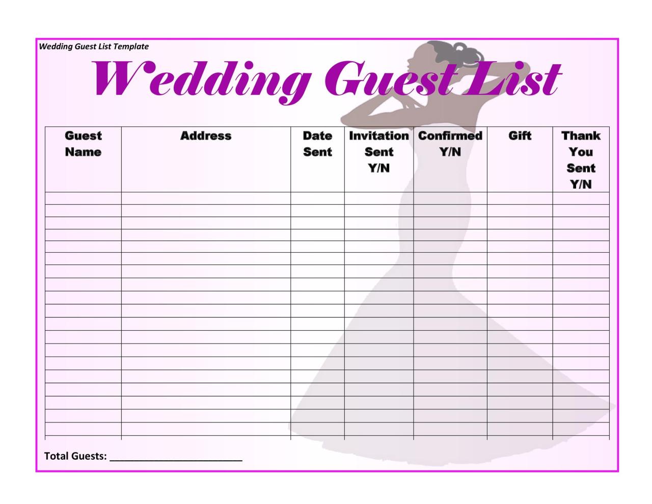 List guest wedding spreadsheet excel tips making make google number